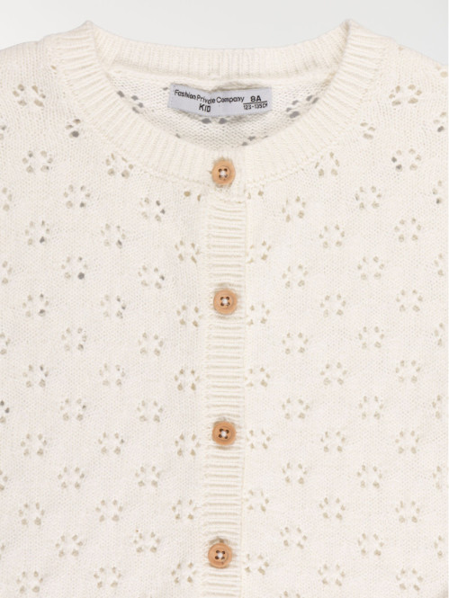 Gilet boutonné écru fille (3-12A) Gilet boutonné écru fille (3-12A)