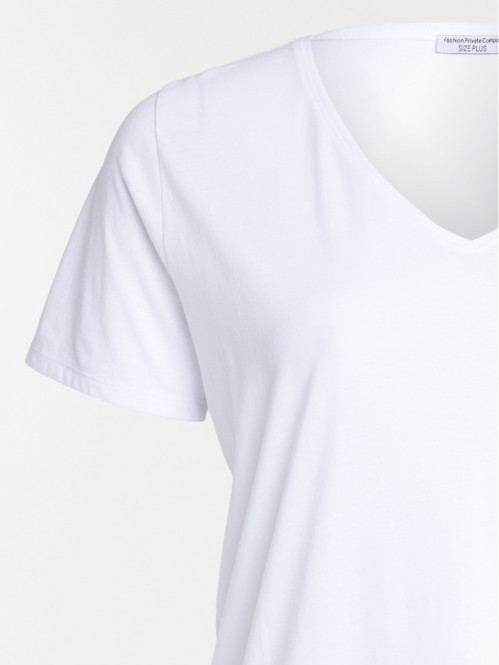 T-shirt col V blanc grande...