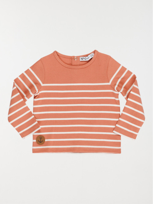 T-shirt rose sauvage rayé garçon (3-36M)