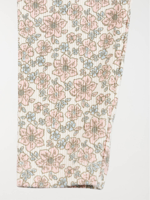 Legging côtelé fleuri fille (3-36M) Legging côtelé fleuri fille (3-36M)