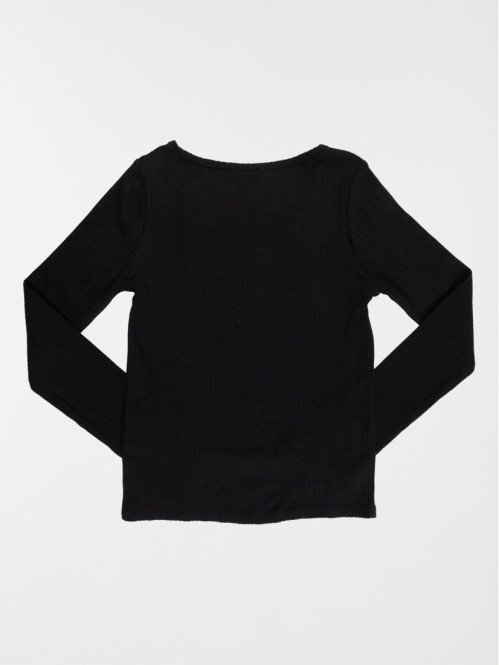 Tee-shirt noir côtelé fille...