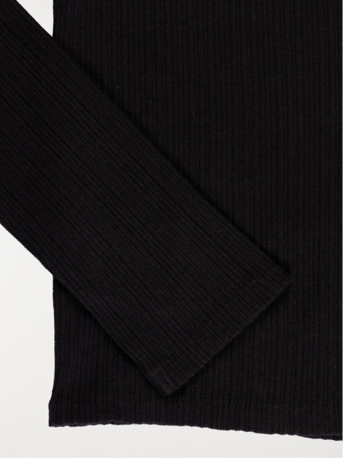 Tee-shirt noir côtelé fille...