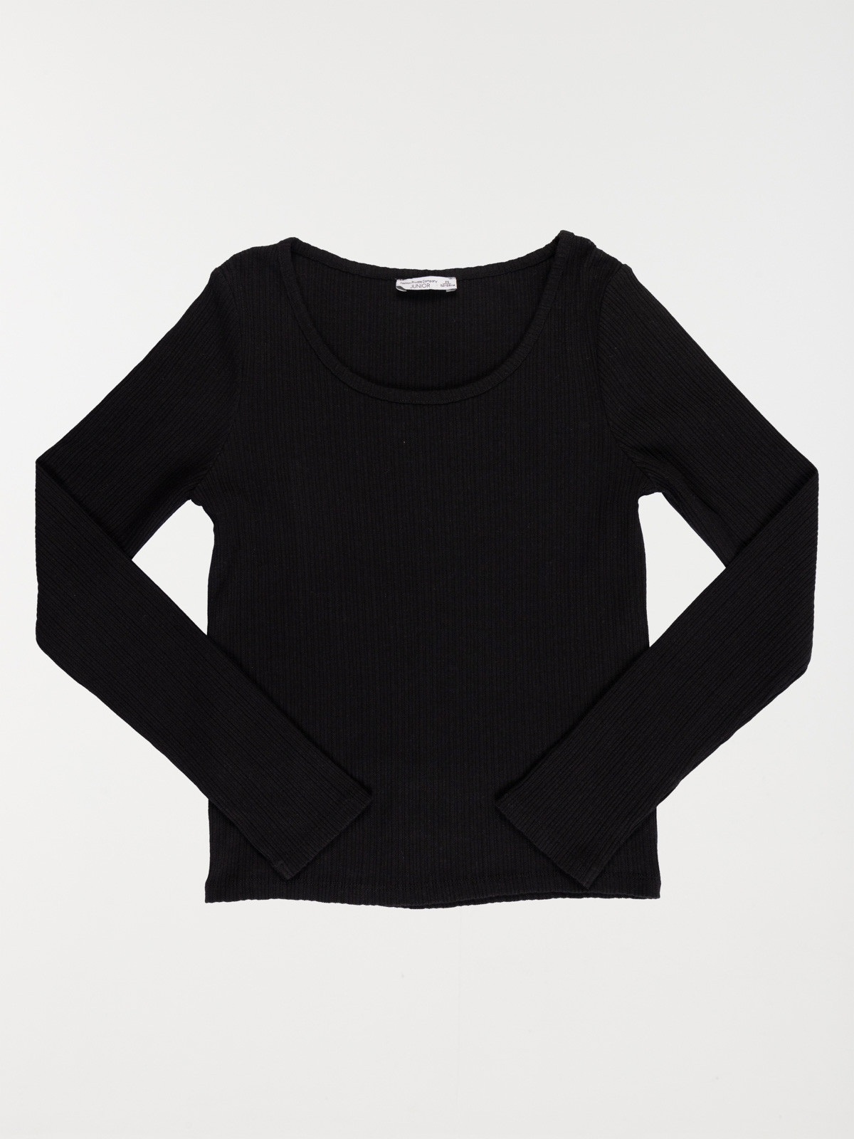 Tee-shirt noir côtelé fille (XXS-M)