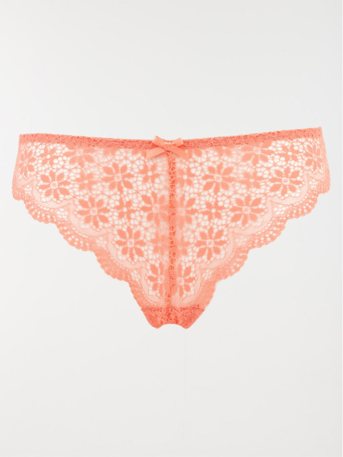 Tanga corail doux dentelle femme (S-XL)
