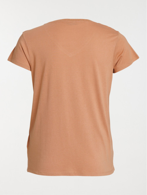 T-shirt col V camel grande...
