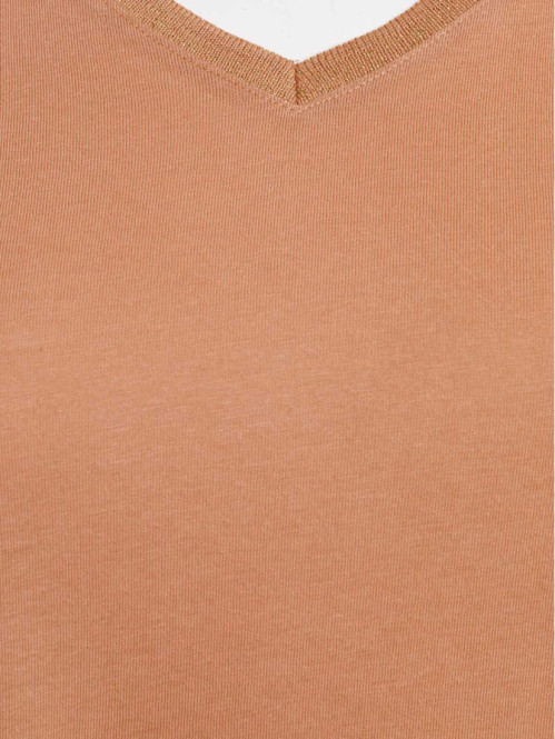 T-shirt col V camel grande...