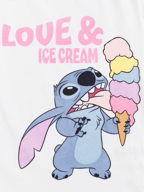 Tee-shirt blanc Stitch...