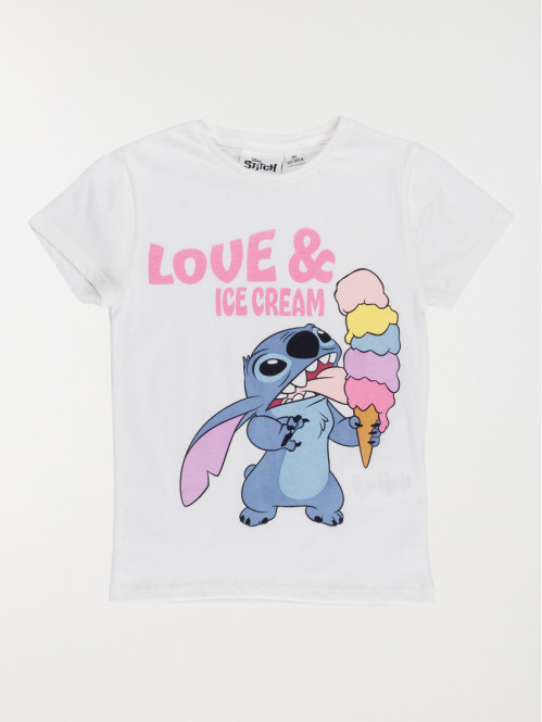 Tee-shirt blanc Stitch fille (3-12A)