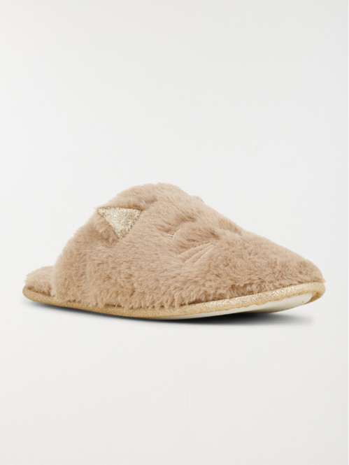 Chaussons marrons chat femme (36-41)