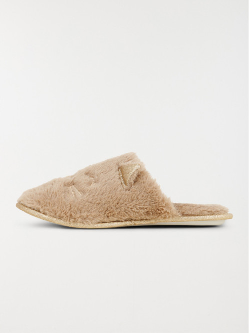 Chaussons marrons chat femme (36-41)