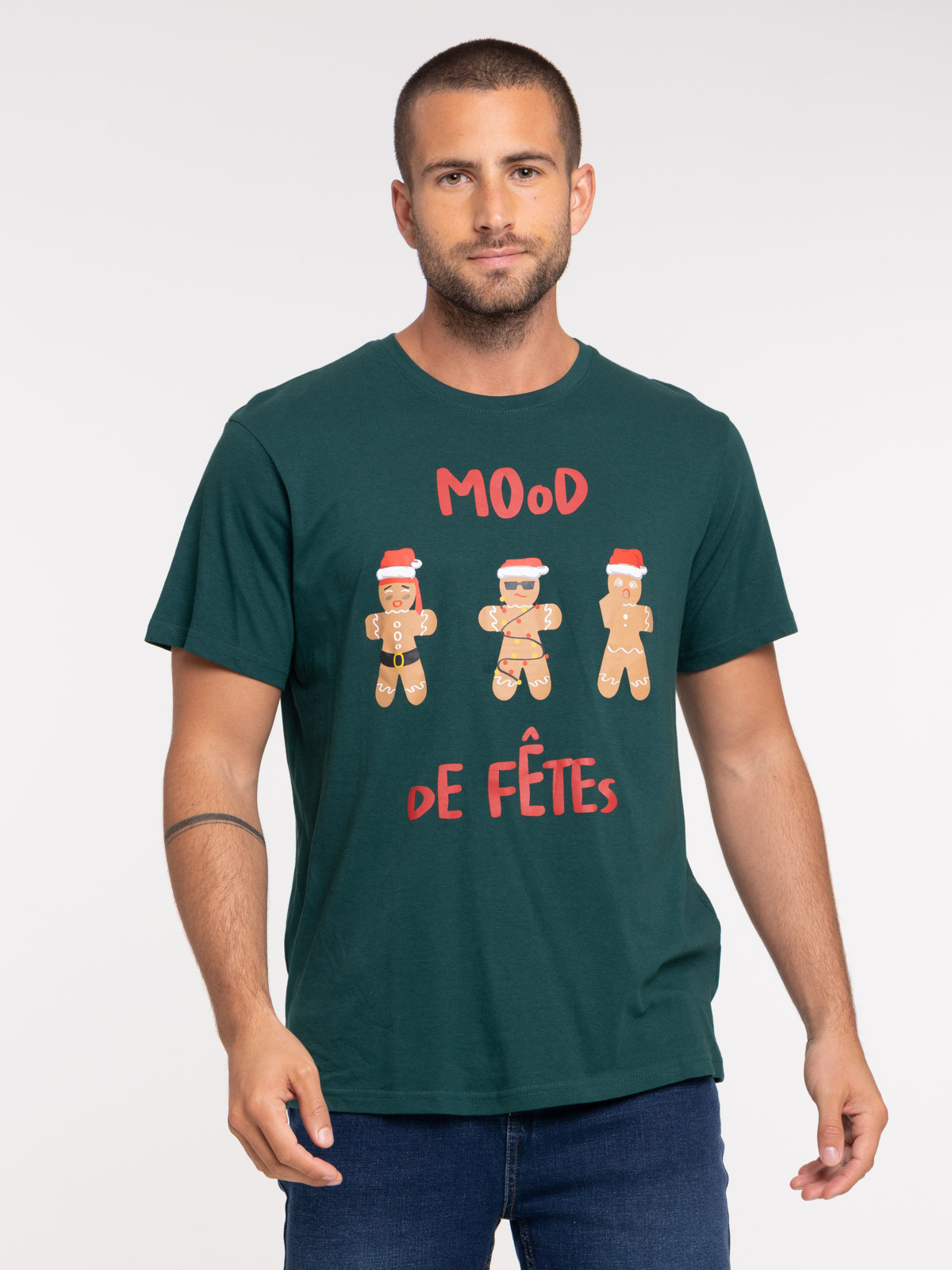 Tee-shirt vert anglais de Noël homme