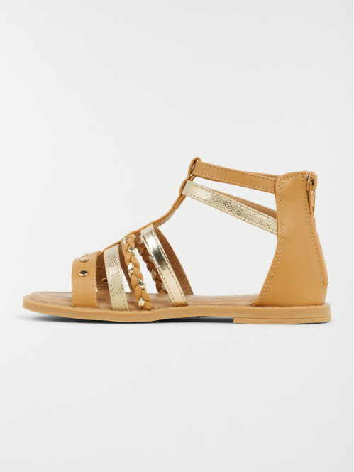 Sandales montantes camel...