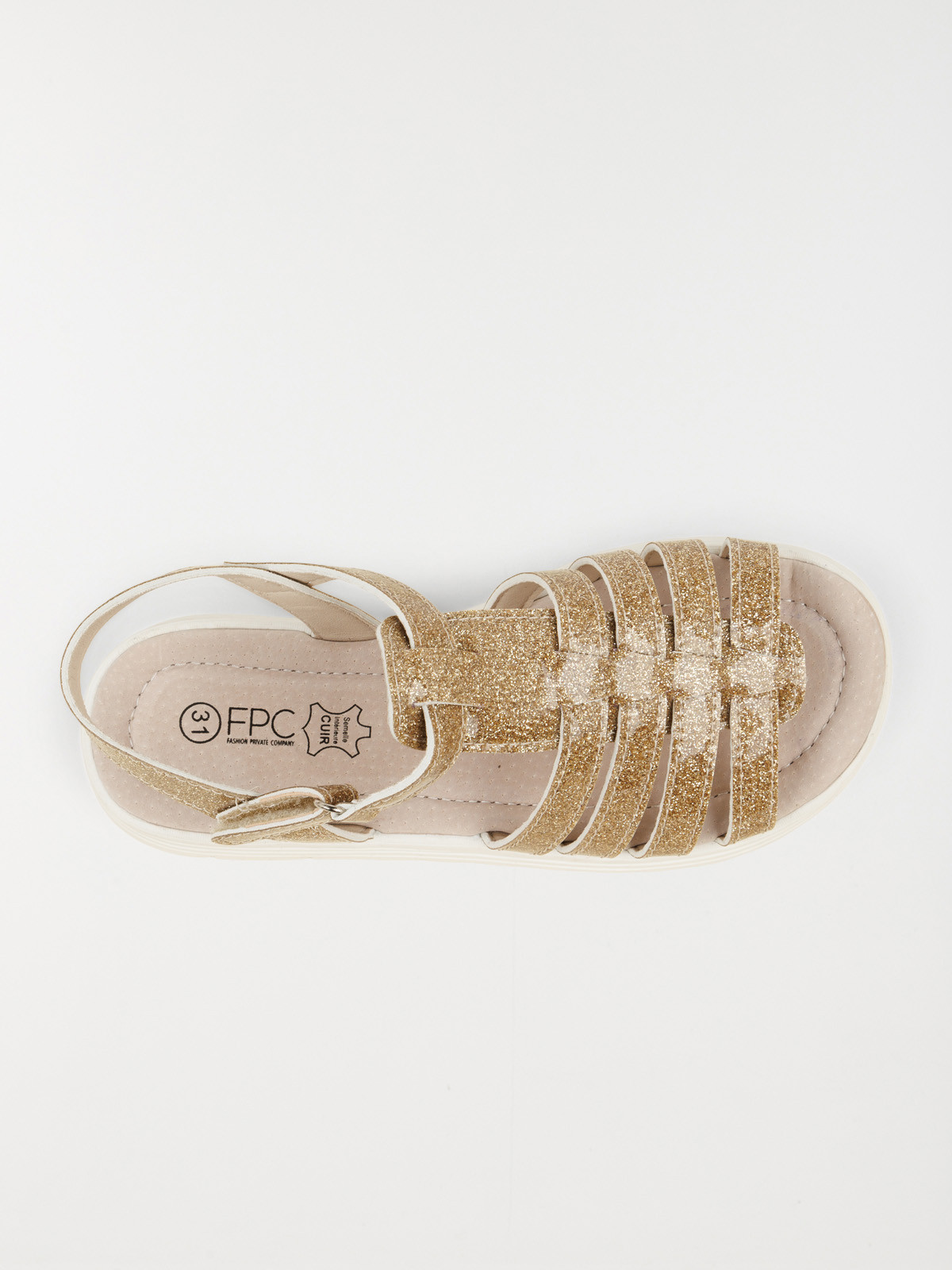 Sandales pailletées dorées fille (31-36)