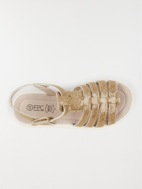 Sandales pailletées dorées...