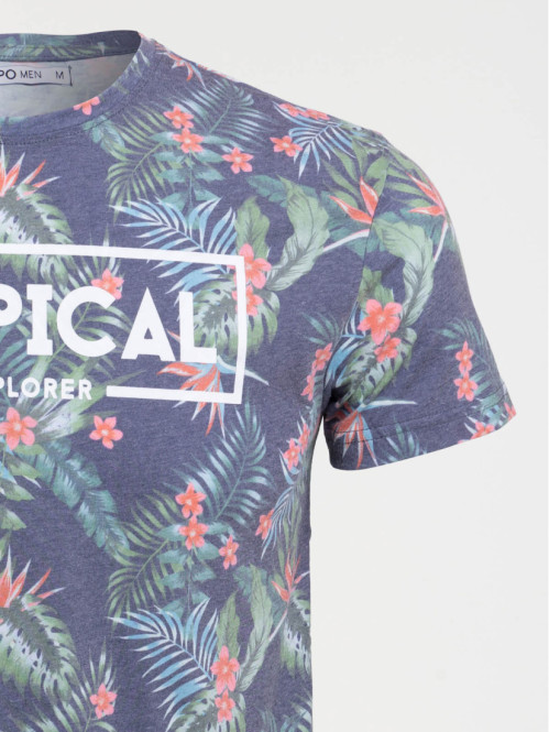 Tee-shirt tropical marine navy homme Tee-shirt tropical marine navy homme