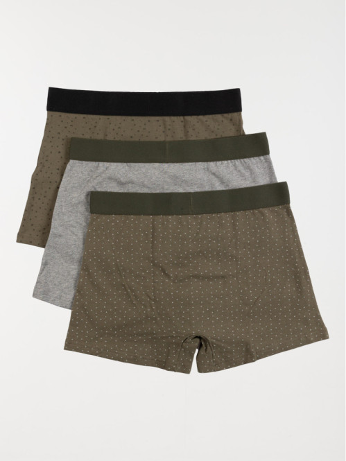 Lot de 3 boxers kaki homme