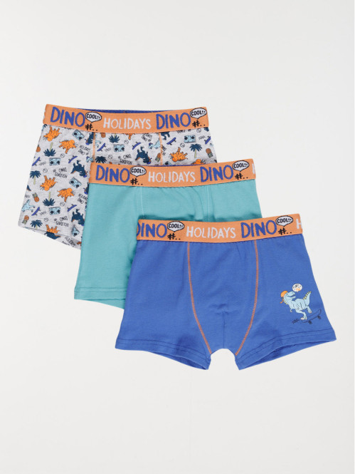 Lot de 3 boxers dinosaures garçon