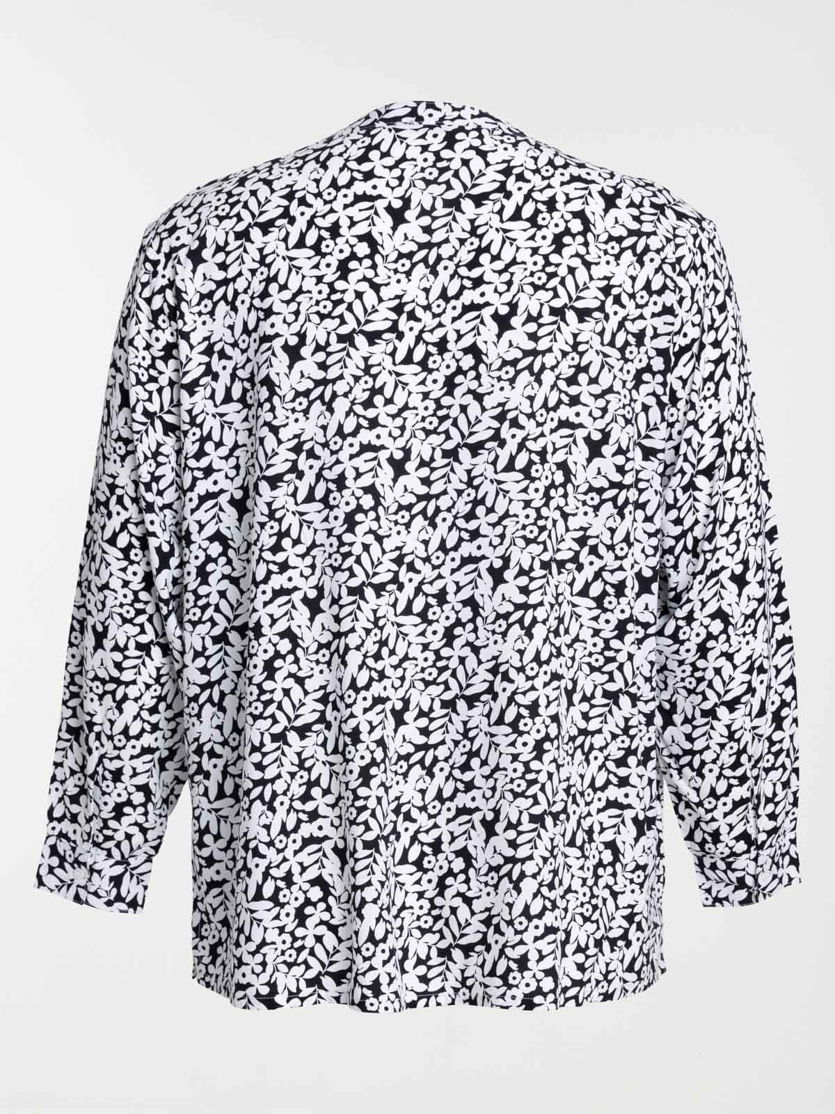 Blouse noire fleurie grande taille femme