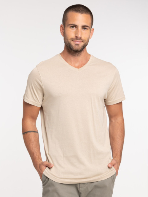 T-shirt col V sable homme