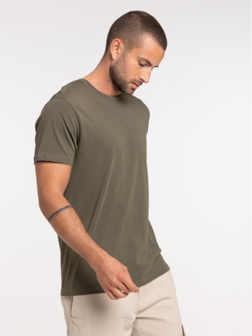 T-shirt homme col rond kaki