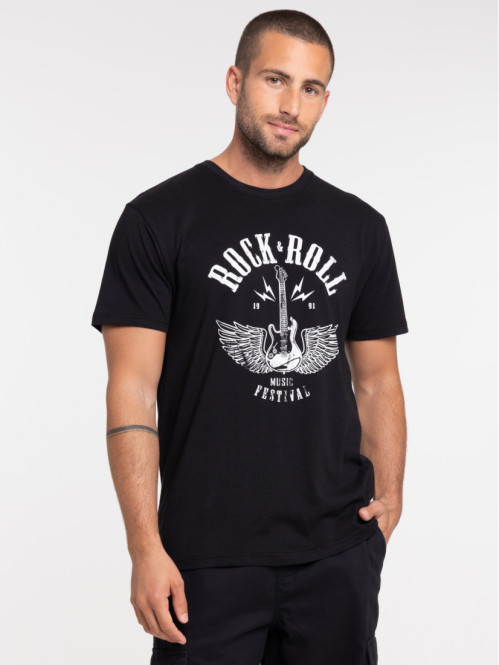 T-shirt Rock and Roll noir homme