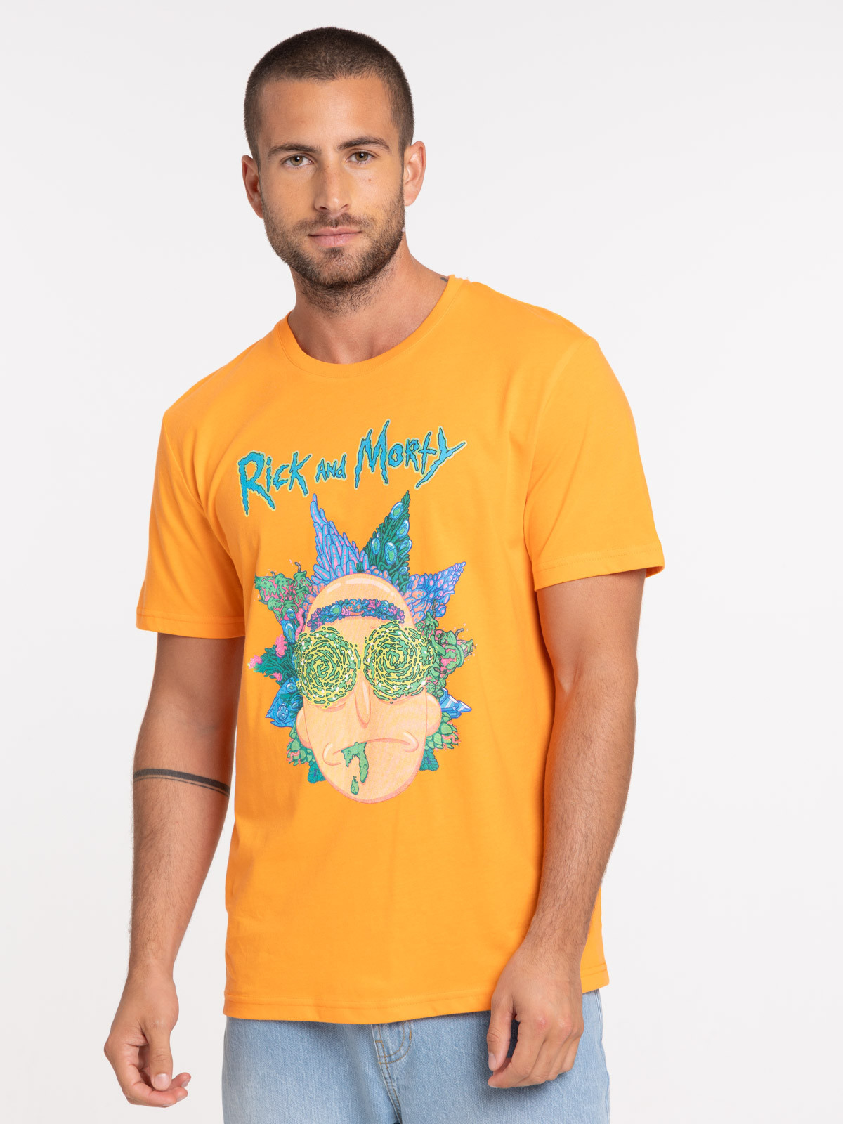 T-shirt orange Rick et Morty homme