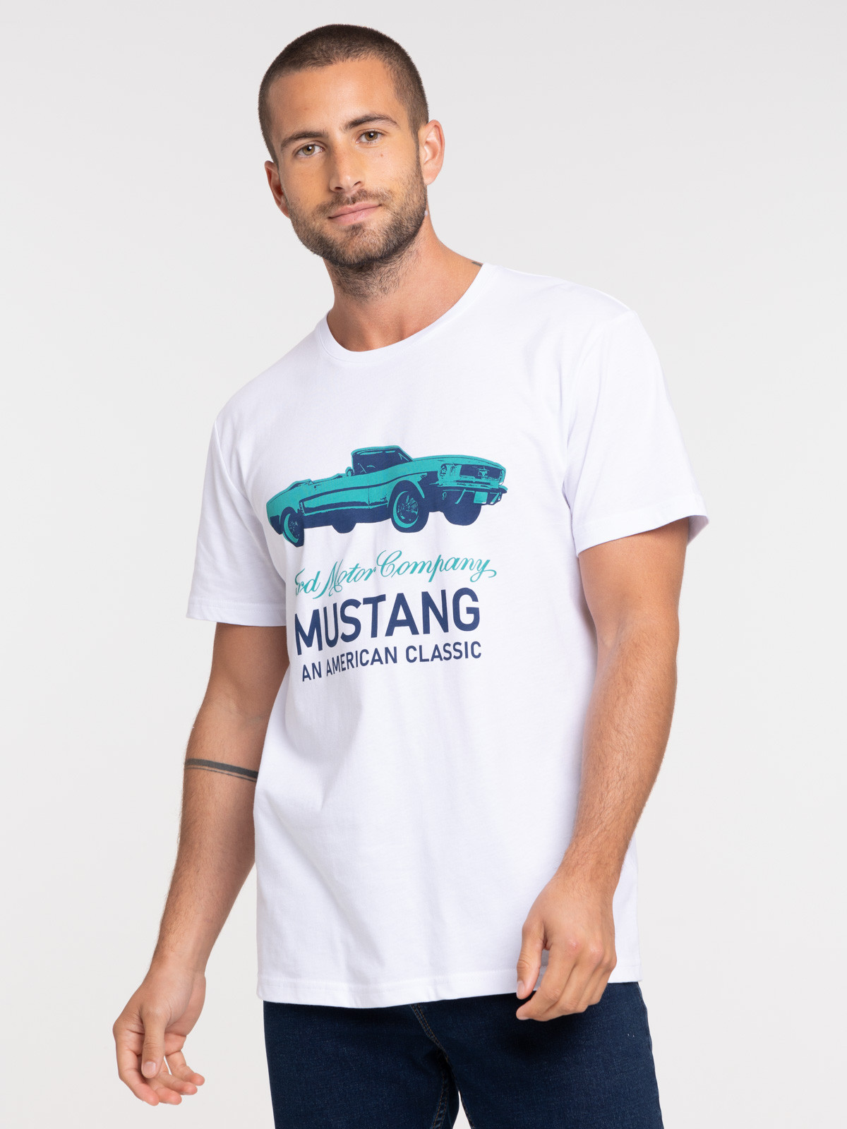 T-shirt blanc Ford Mustang homme