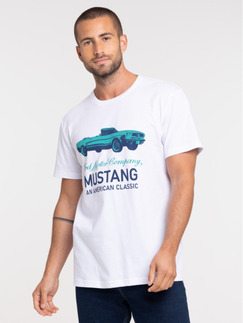T-shirt blanc Ford Mustang homme