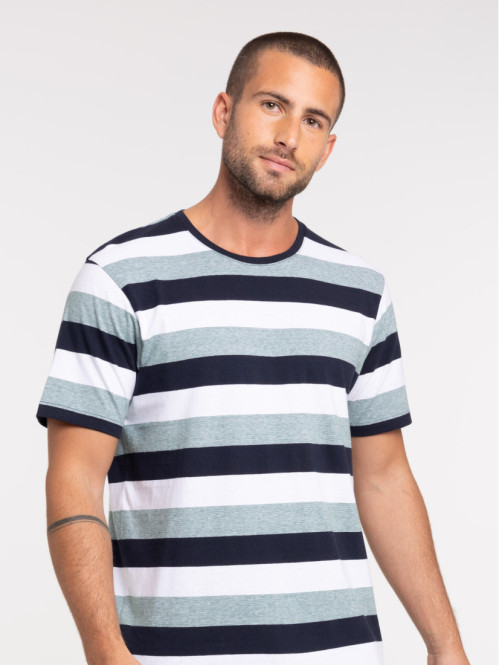 T-shirt rayures col rond homme