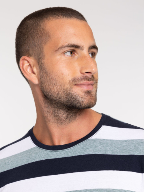 T-shirt rayures col rond homme