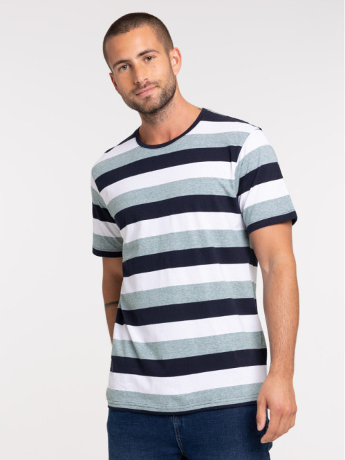 T-shirt rayures col rond homme