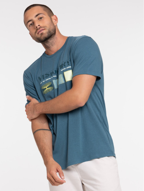 T-shirt imprimé bleu grisé...