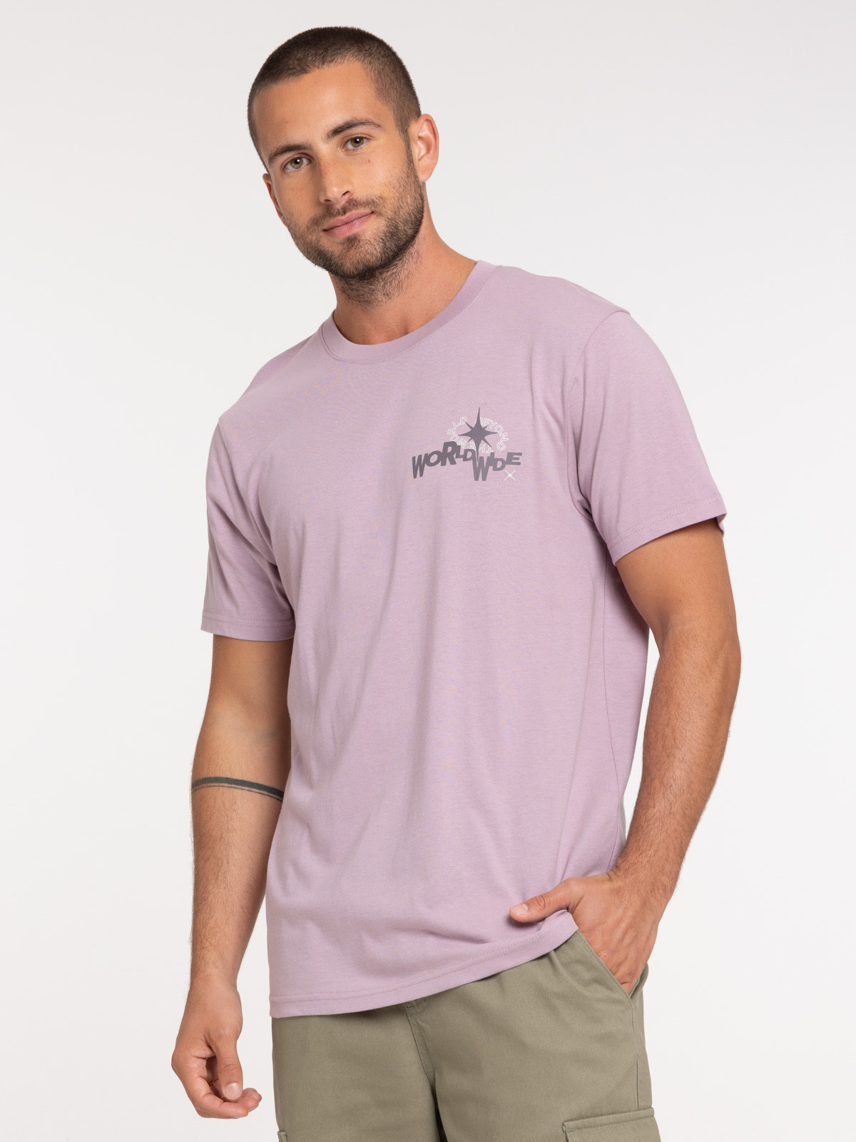 T-shirt imprimé violet grisé homme