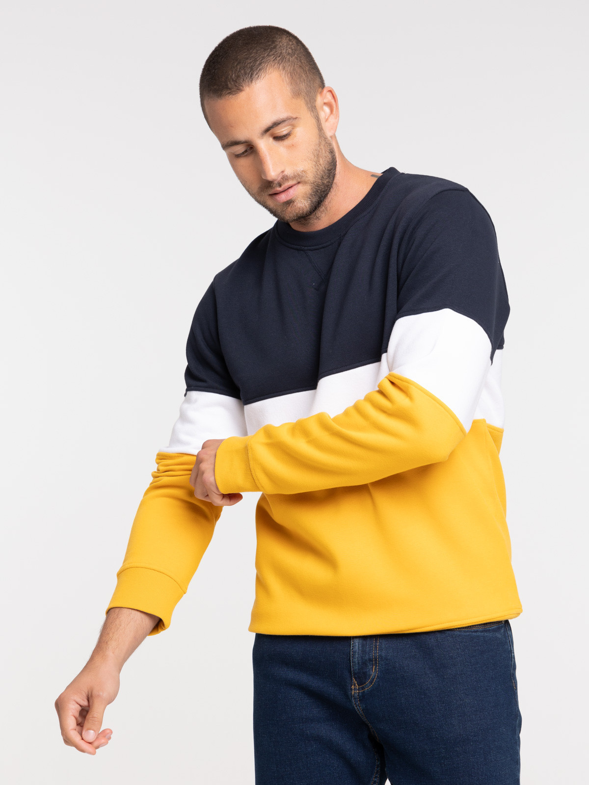 Sweat col rond tricolore homme Sweat col rond tricolore homme