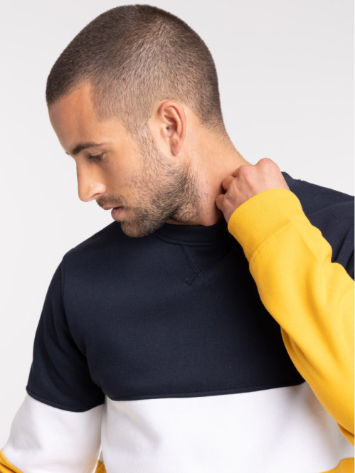 Sweat col rond tricolore homme Sweat col rond tricolore homme
