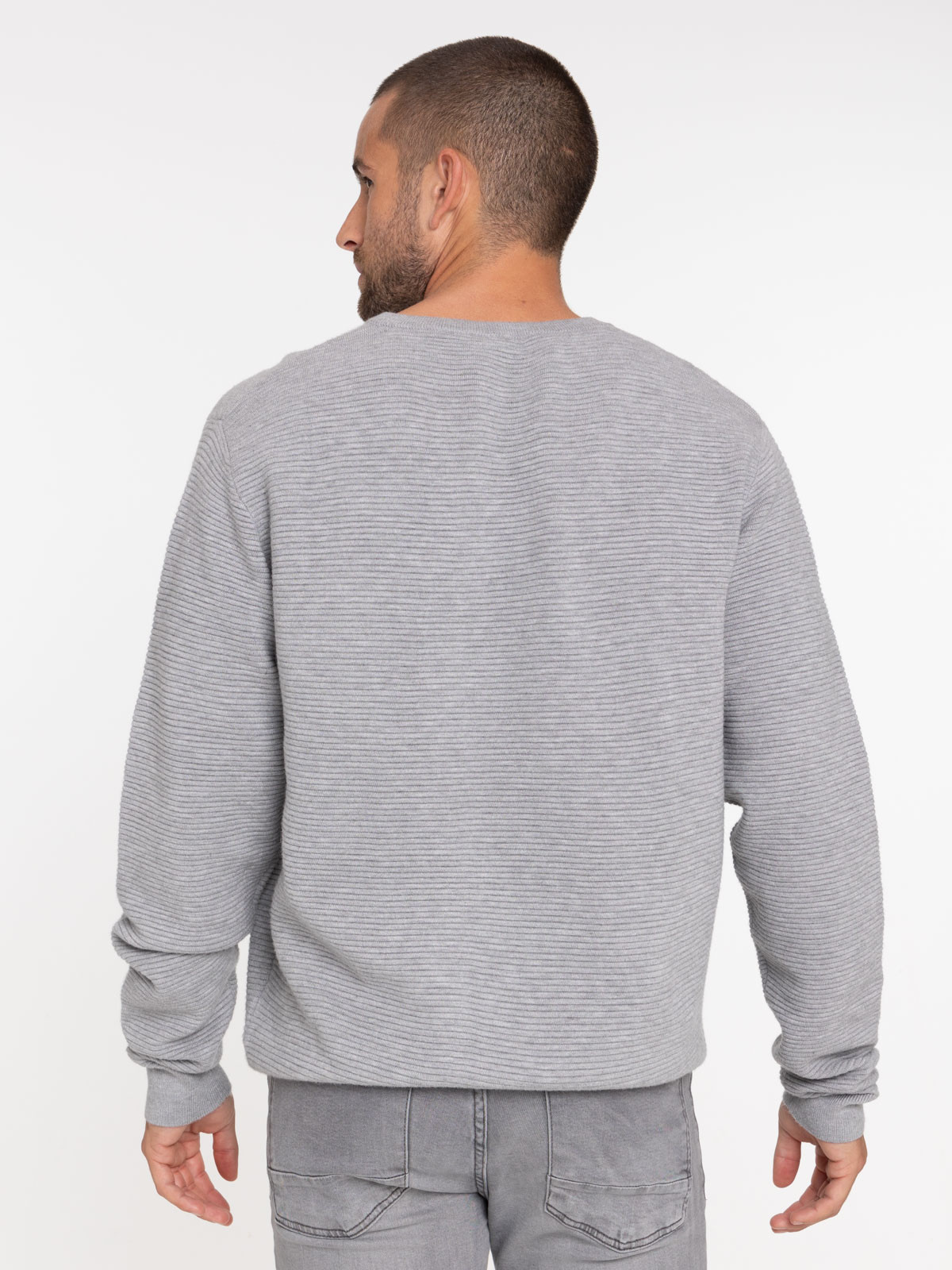 Pull col rond gris chiné homme Pull col rond gris chiné homme