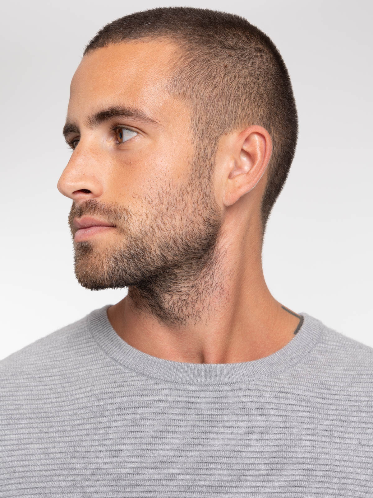 Pull col rond gris chiné homme Pull col rond gris chiné homme