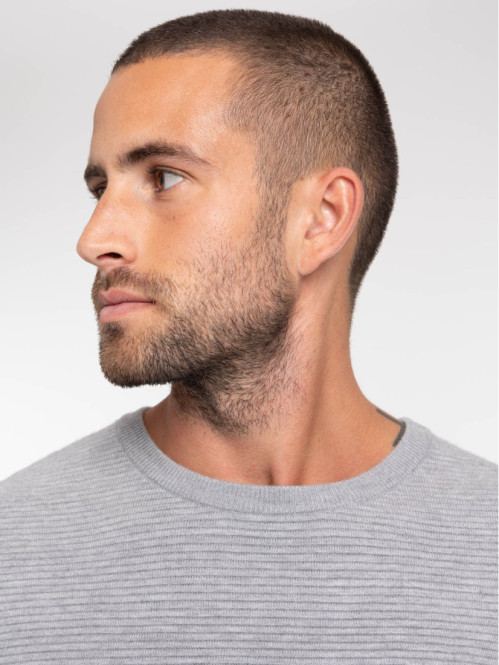 Pull col rond gris chiné homme Pull col rond gris chiné homme