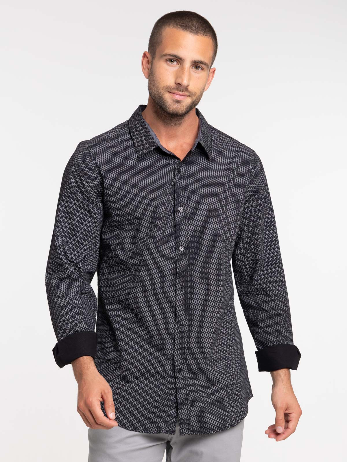 Chemise imprimée homme noir