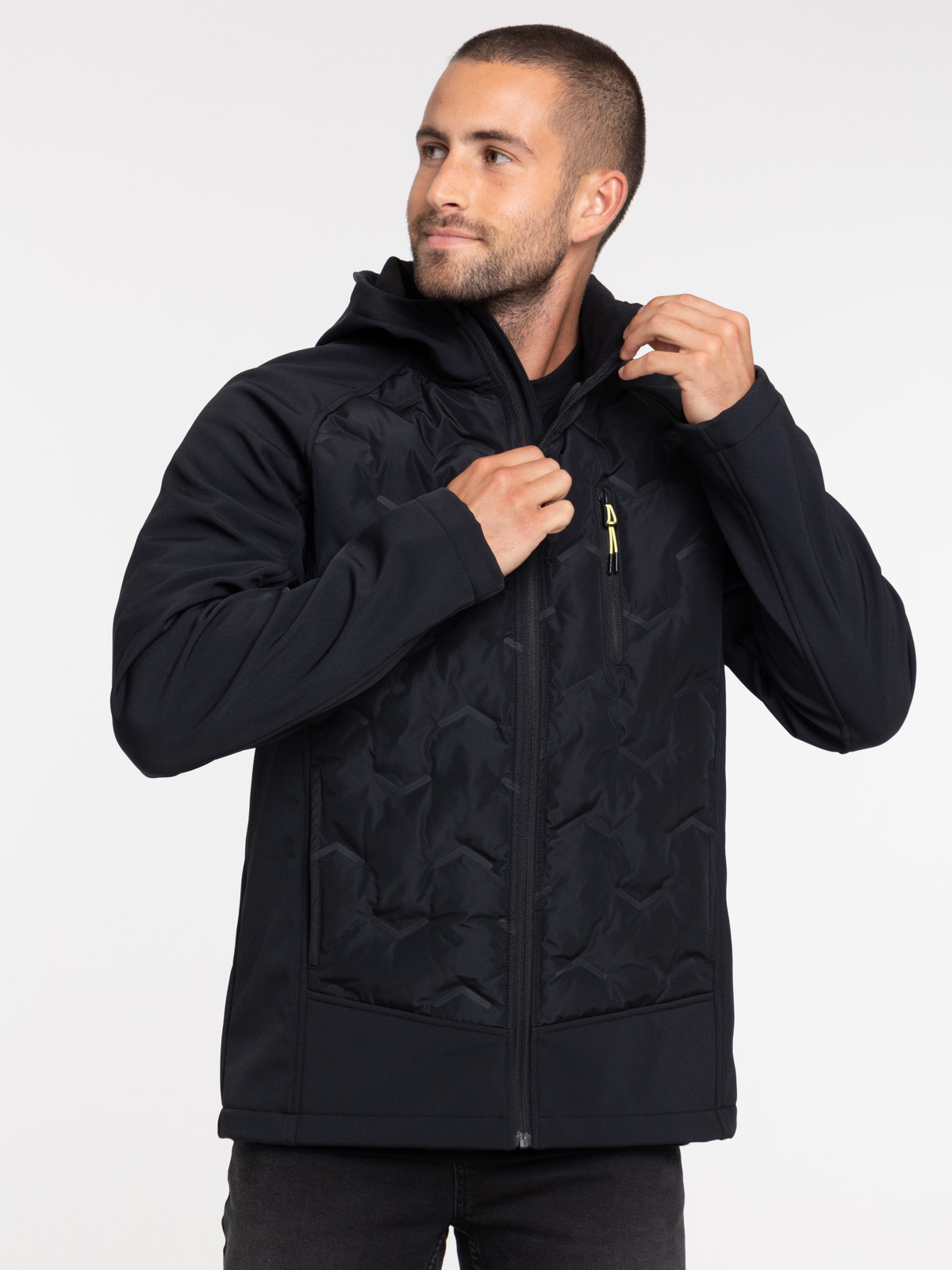 Blouson noir à capuche homme
