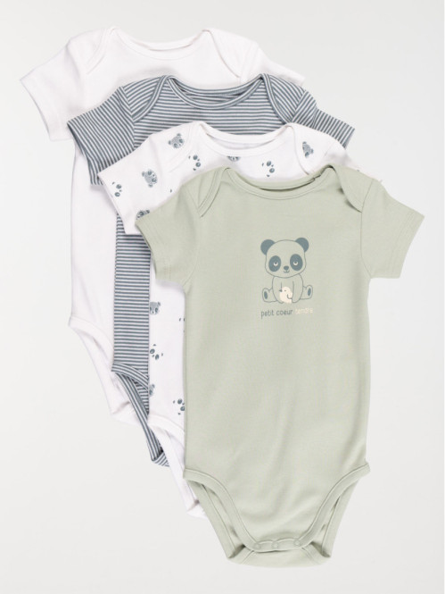 Lot de 4 bodies panda garçon (3-24M)