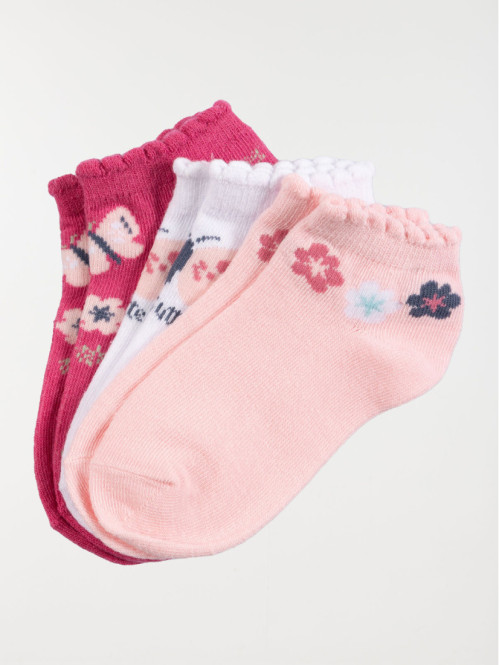 Lot 3 paires chaussettes basses fleurs