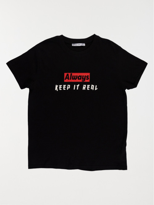 Tee-shirt noir imprimé garçon (XXS-M)