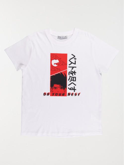 Tee-shirt blanc manga garçon (XXS-M)