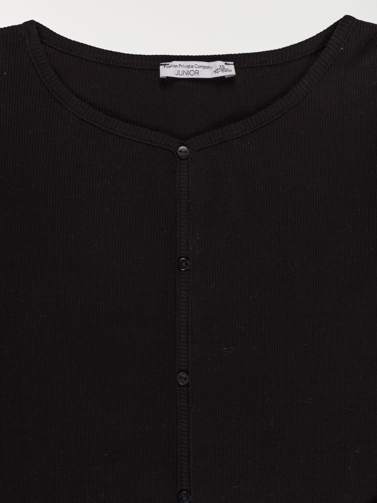 Tee-shirt noir boutons fille (XXS-M)