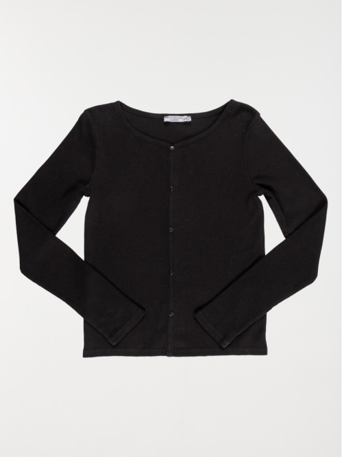 Tee-shirt noir boutons fille (XXS-M)