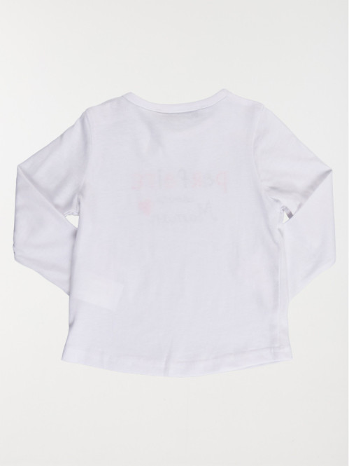 T-shirt message blanc fille (3-36M) T-shirt message blanc fille (3-36M)