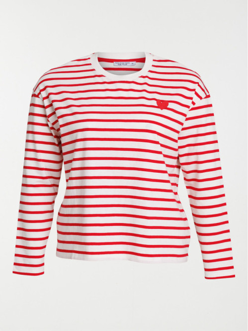 Tee-shirt rayé coeur grande...