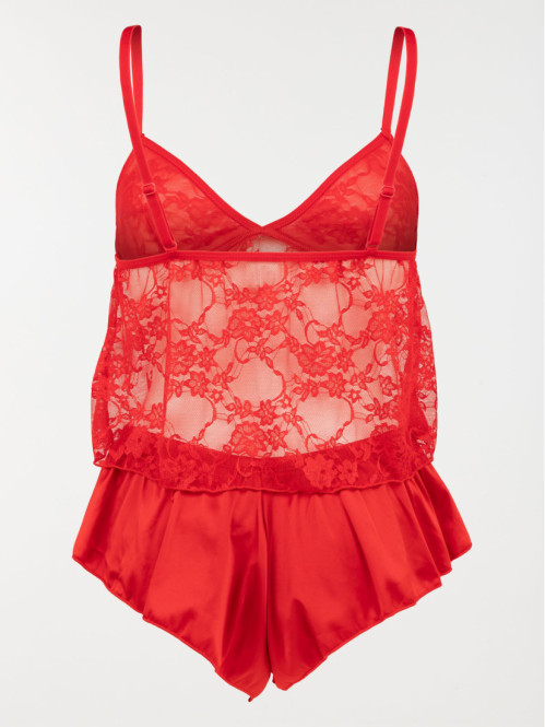 Pyjashort dentelle et satin femme