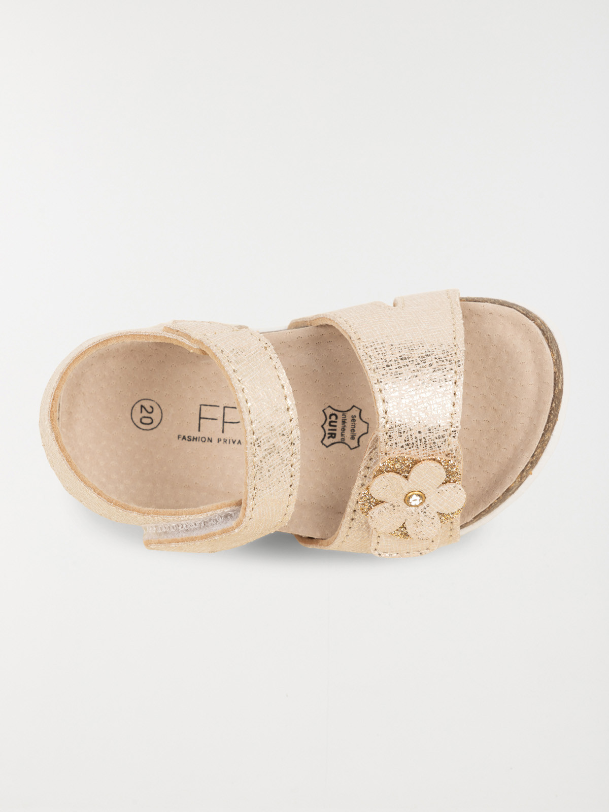 Sandales dorées fleur fille (20-23) Sandales dorées fleur fille (20-23)